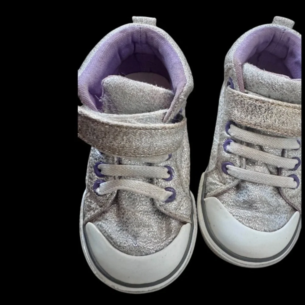 SEE KAI RUN SILVER glitter high top sneakerss girl’s tennis shoes size 5